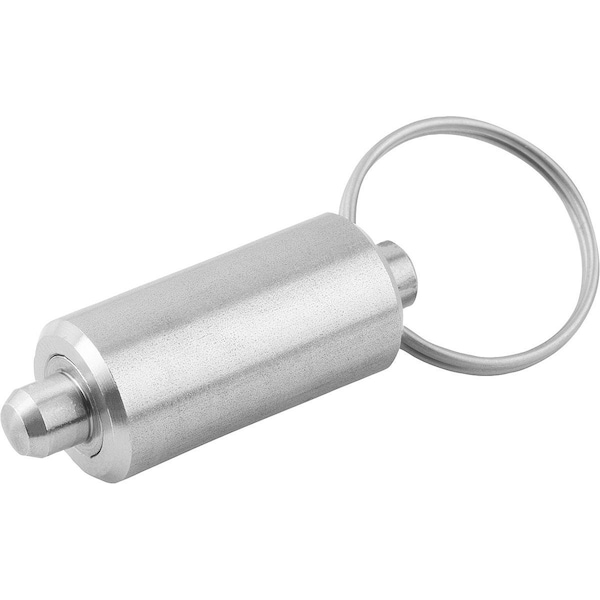 Indexing Plunger Wo Collar Size:2, D1=14, D=6, L=57, Form:V W Key Ring Wo. Groove, Ss Not Hardened